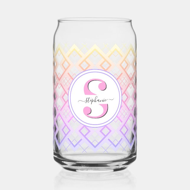 Customized Bridesmaid Name Gift for Her Pink Can Glass (Front)