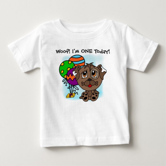 Customized Brown Puppy Dog Birthday T-shirt (Front)