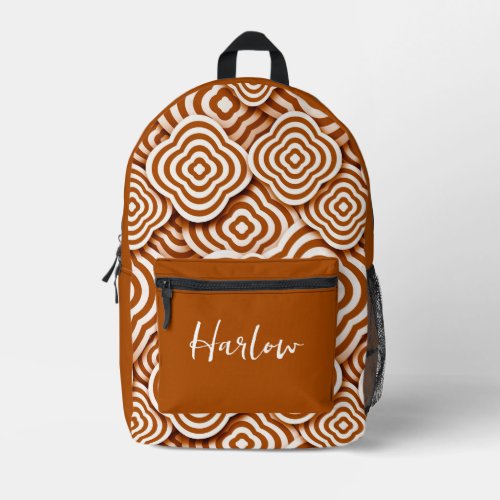 Customized BrownWhite 3D Optical Illusion Printed Backpack