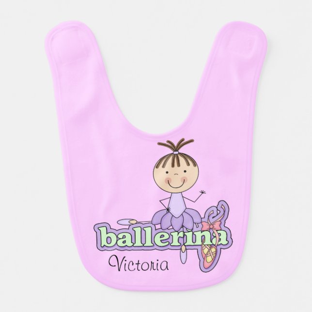 Customized Brunette Ballerina Bib (Front)