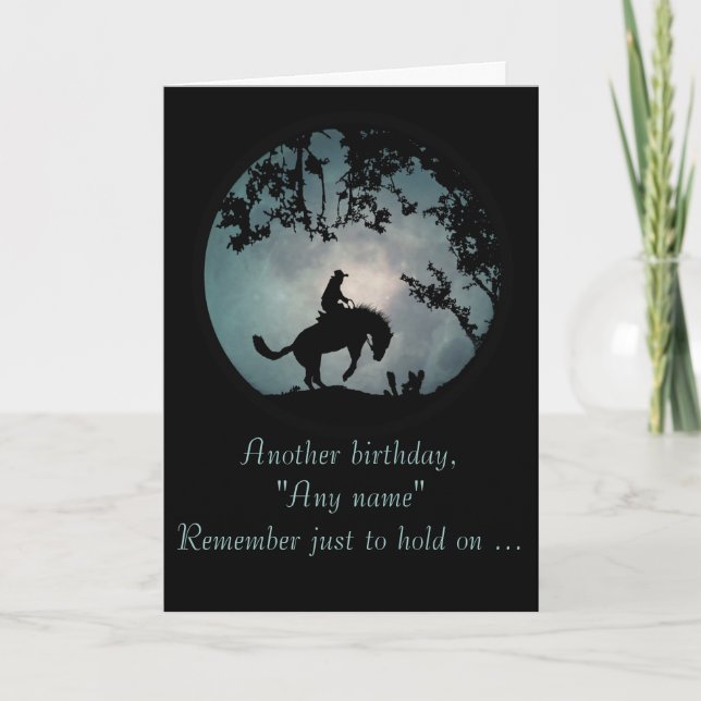 Customized Bucking Horse Happy Birthday Card (Front)