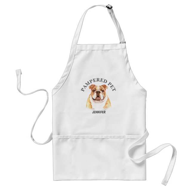 Customized Bulldog Pet Groomer Apron (Front)