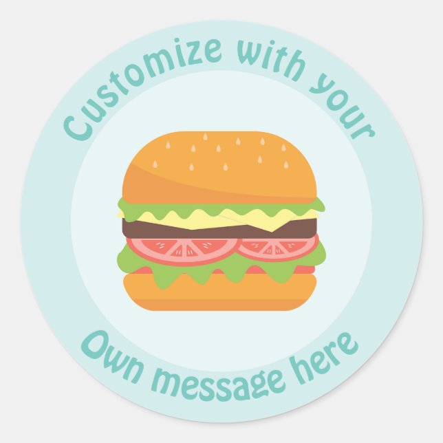 Customized Burger Classic Round Sticker (Front)