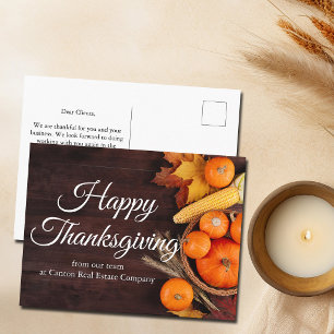 Customized Business Happy Thanksgiving Pumpkins Holiday Postcard