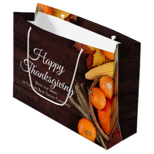 Customized Business Happy Thanksgiving Pumpkins Large Gift Bag