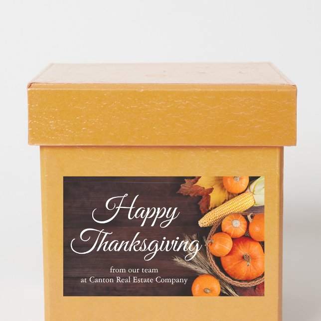 Customized Business Happy Thanksgiving Pumpkins Rectangular Sticker (Creator Uploaded)