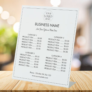 Customized Business Logo Modern Menu Price List Pedestal Sign