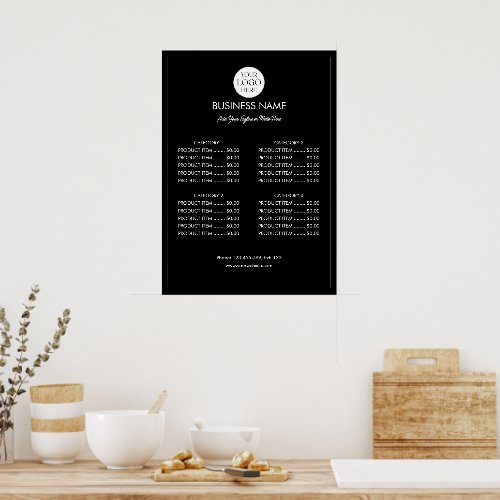 Customized Business Logo Modern Menu Price List  Poster
