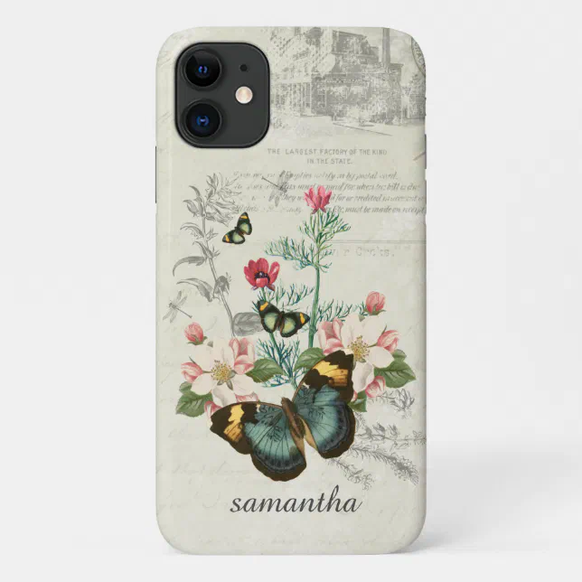 Customized Butterflies Wildflowers Ephemera CaseMate iPhone Case Zazzle