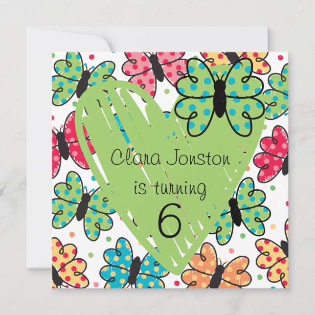 Customized Butterfly Birthday Invites (Front)