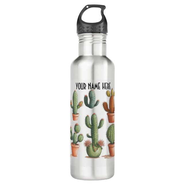 Customized Cactus Stainless Steel Water Bottle (Front)