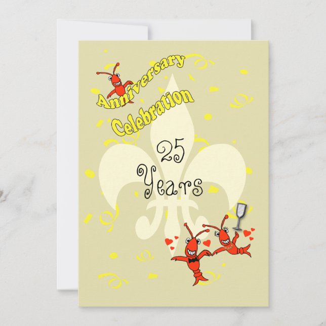 Customized Cajun Crawfish Anniversary Party Invitation (Front)