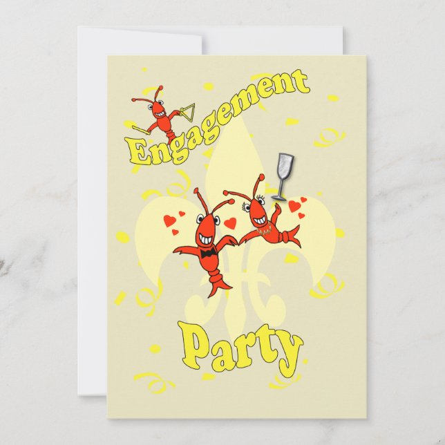 Customized Cajun Crawfish Engagement Party Invitation (Front)