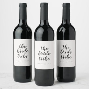 Customized Calligraphy The Bride Tribe Wedding Wine Label