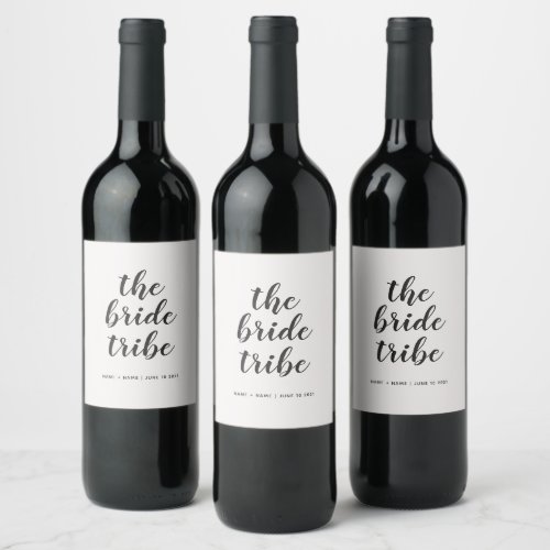 Customized Calligraphy The Bride Tribe Wedding  Wine Label