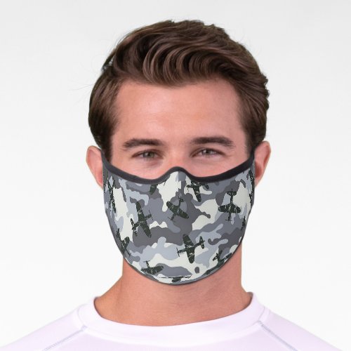 Customized CAMO Camouflage with Plains Grey Black Premium Face Mask