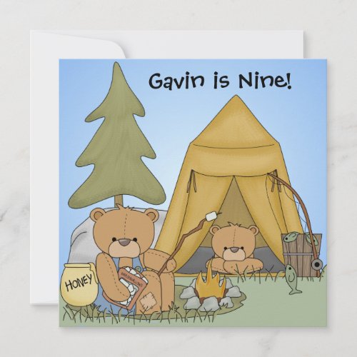 Customized Camping Birthday Invites