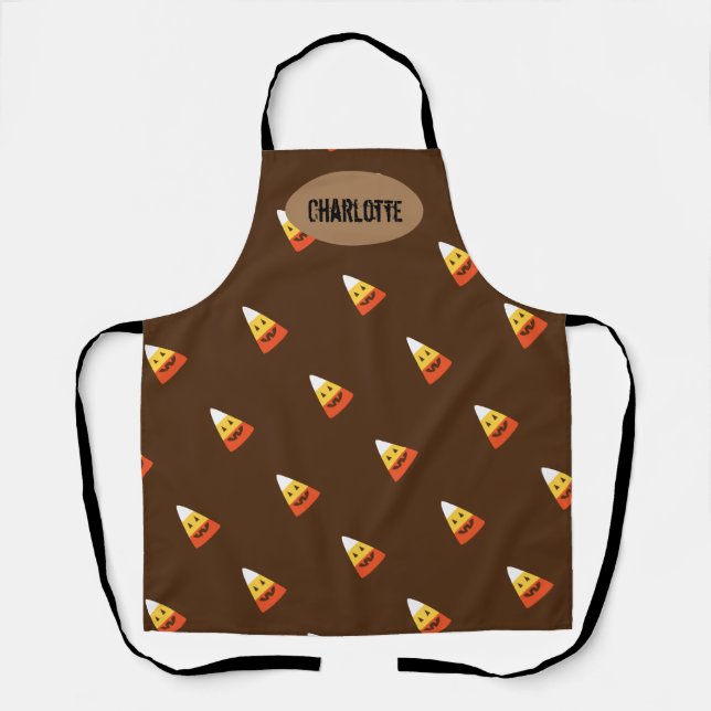 Customized Candy Corn Halloween Baker's Apron (Front)