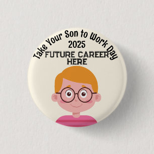 Customized Career Take Child To Work Redhead Boy  Button