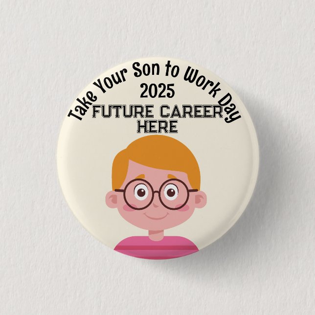 Customized Career Take Child To Work Redhead Boy  Button (Front)