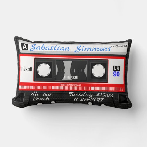 Customized Cassette Mixtape Birth Any Day Pillow