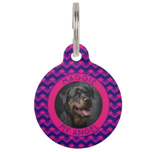 Customized Cat Dad Gift Chevron Print Pet ID Tag