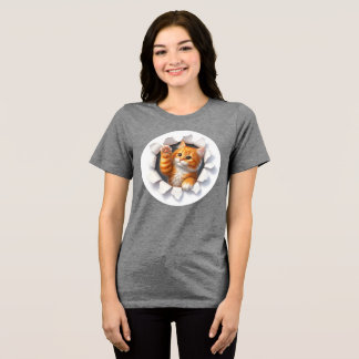 Customized Cat Designed Women T-Shirt Tri-Blend Shirt