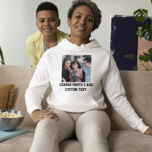 Customized Cat Lover Black White Family Pet Photo Hoodie