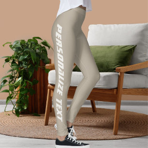 Customized Cat Lover Pet Mom Warm Taupe Neutral Leggings