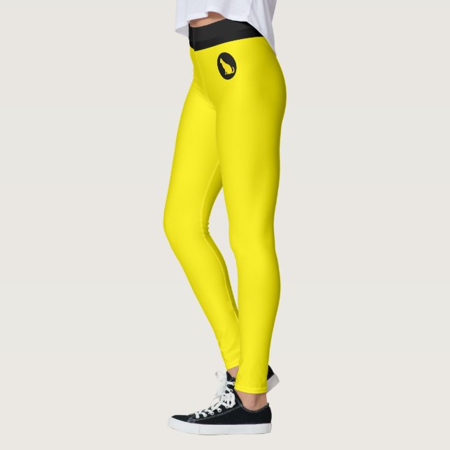 Customized Cat Lover Pet Mom Yellow Black Pattern Leggings (Left)