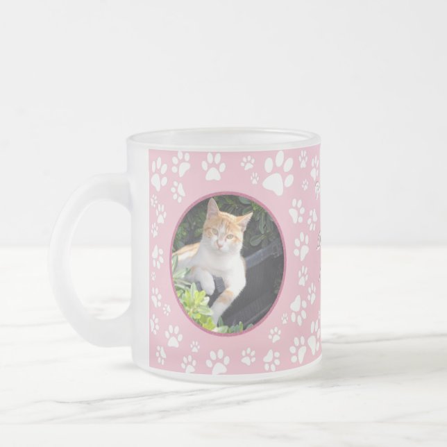 Customized Cat Memorial Mug Paw Prints Pink (Left)