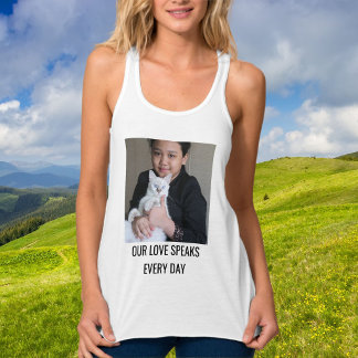 Customized Cat Mom Family Pet Photo Cute White Tank Top