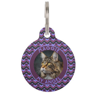 Customized Cat Mom Gift Chevron Motif Pet ID Tag