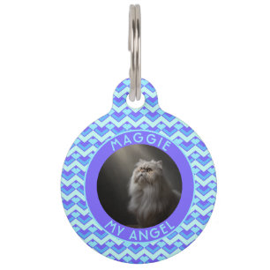 Customized Cat Mom Gift Chevron Print Pet ID Tag