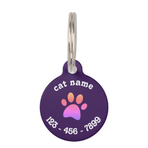 customized cat name and lost details black Cat Pet ID Tag