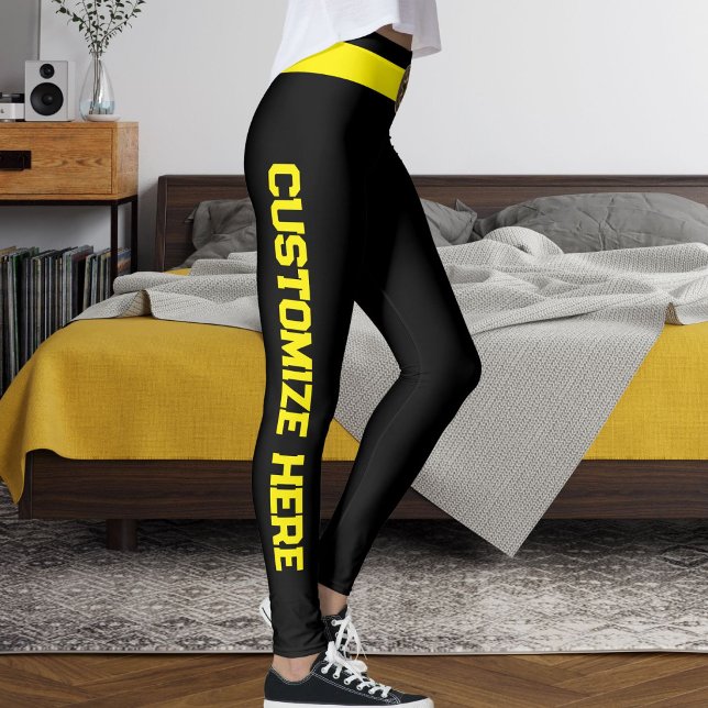 Customized Cat Pet Lover Black Yellow Custom Made Leggings (Creator Uploaded)