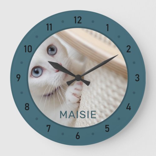 Customized Cat Photo and Name Large Clock