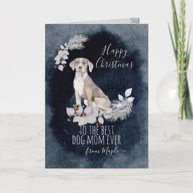 Customized Catahoula Leopard Dog Mom Christmas Holiday Card (Front)