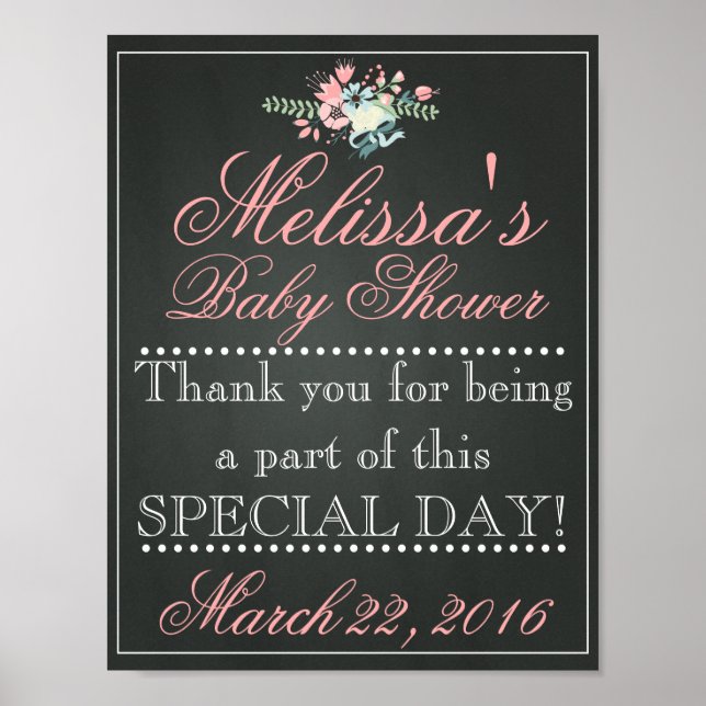 Customized Chalk Baby Shower Sign, Welcome Poster (Front)