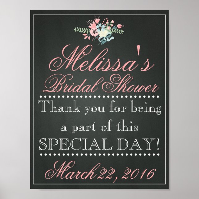 Customized Chalk Bridal Shower Sign, Bridal Poster (Front)