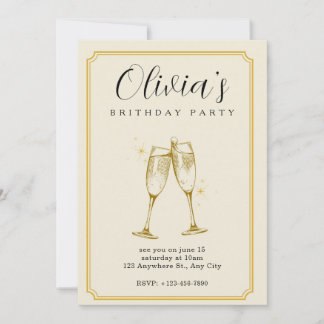Customized Champagne Birthday Invitation