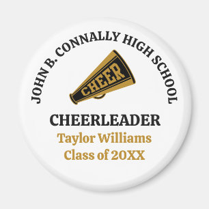 Customized Cheerleader Black Gold High School Magnet