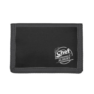 Customized Chef Name Black Tri-fold Wallet