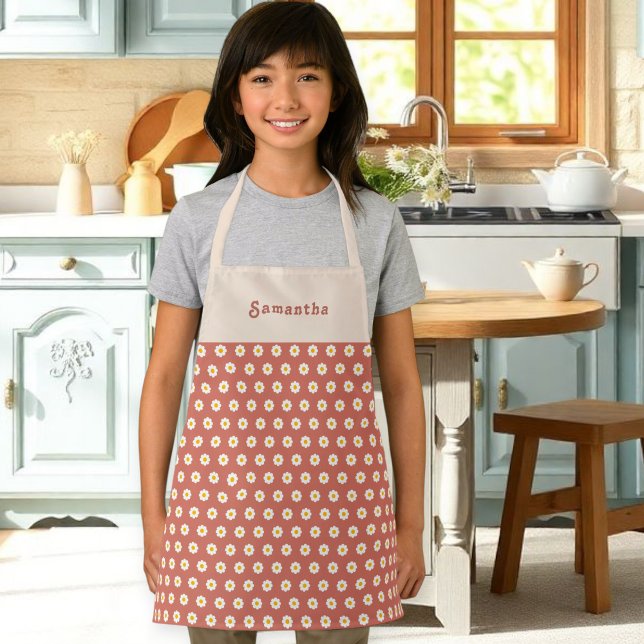 Customized children's apron with orange daisy  (Creator Uploaded)