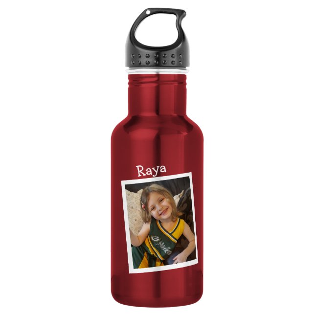 Customized Child's Photo and Name Stainless Steel Water Bottle (Front)