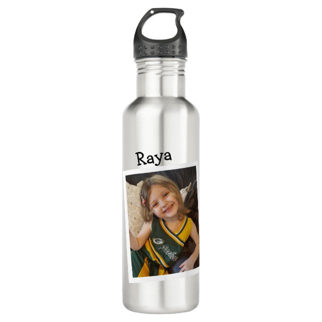 Customized Child's Photo and Name Stainless Steel Water Bottle (Front)