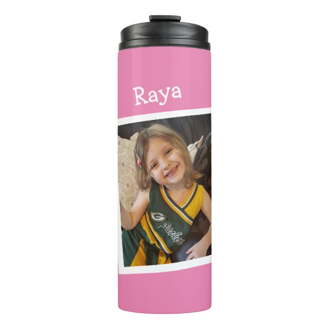 Customized Child's Photo and Name Thermal Tumbler (Front)
