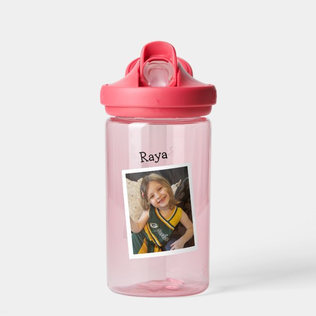 Customized Child's Photo and Name Water Bottle (Front)
