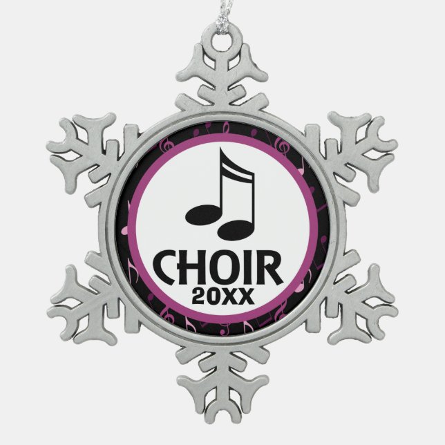 Customized Choir Music Gift Snowflake Pewter Christmas Ornament (Front)