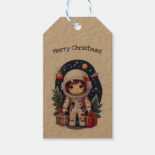 Customized Christmas Astronaut Santa Claus Gift Tags